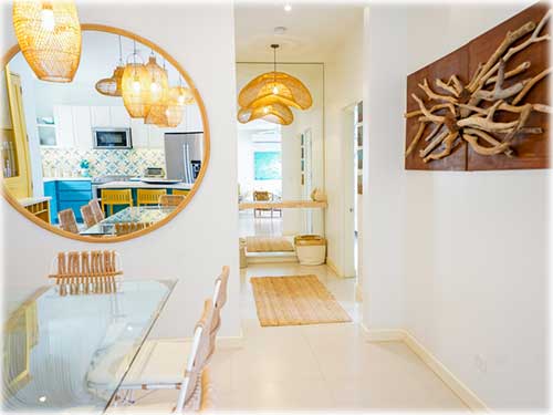 Las Catalinas home for sale, Costa Rica real estate, Paseo Miraflores property, coastal home Costa Rica, beach town living, tropical home Las Catalinas, family-friendly home Costa Rica, colorful interior design, walkable seaside community, luxury Costa Rica homes