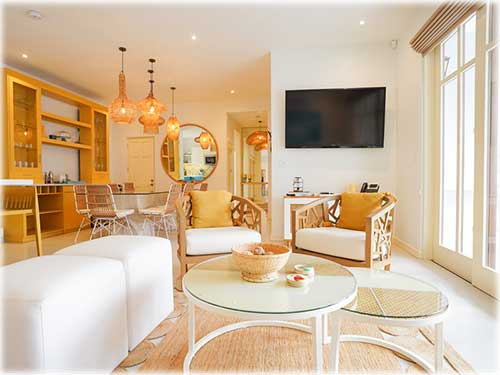 Las Catalinas home for sale, Costa Rica real estate, Paseo Miraflores property, coastal home Costa Rica, beach town living, tropical home Las Catalinas, family-friendly home Costa Rica, colorful interior design, walkable seaside community, luxury Costa Rica homes